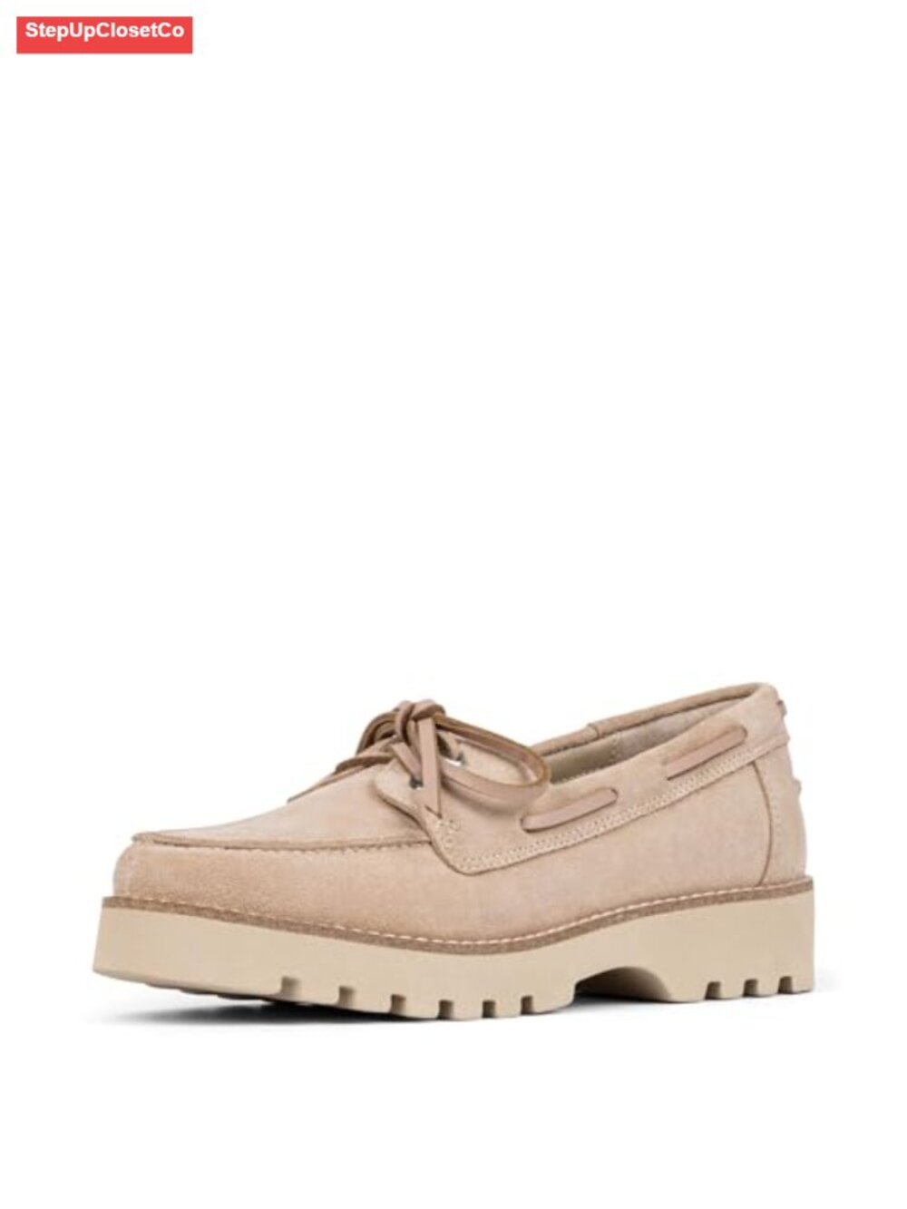 Women's Boat Shoes with Lace Detailing, Suede Upper, Memory Foam Insole